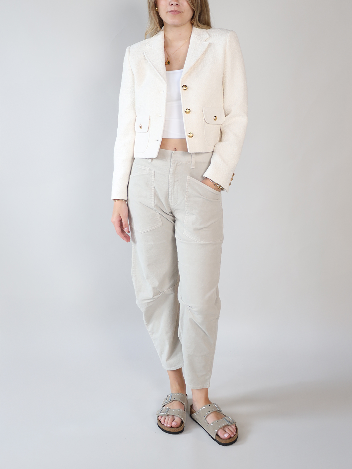 Nili Lotan Shon - Trousers in corduroy look creme 34