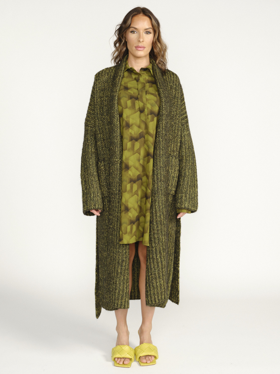 Odeeh Cardigan oversized en laine à grosses mailles grün S