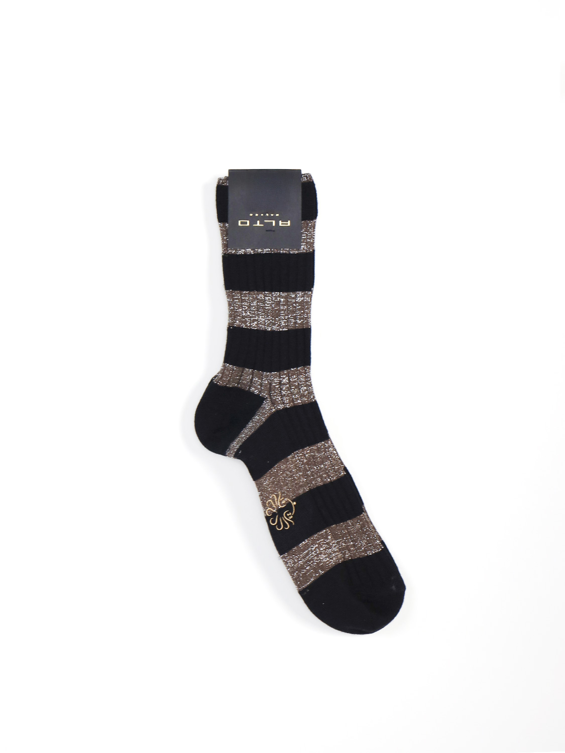 Alto Paia –  Gestreifte Socken mit Lurex-Effekt   schwarz One Size
