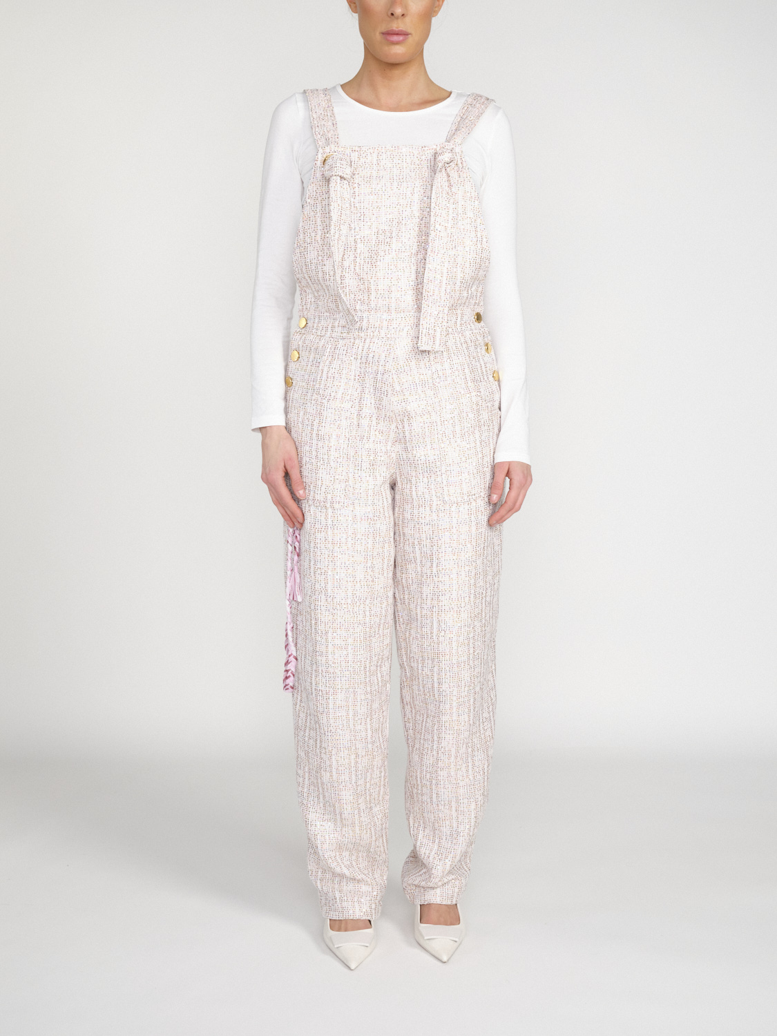 khrisjoy Salopette Tweed - Dungarees with sequins    rosa XS/S