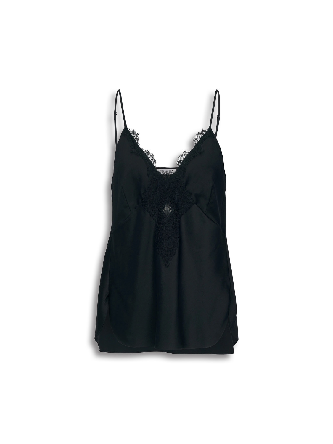 Shiny Ease - Silk top with lace insert