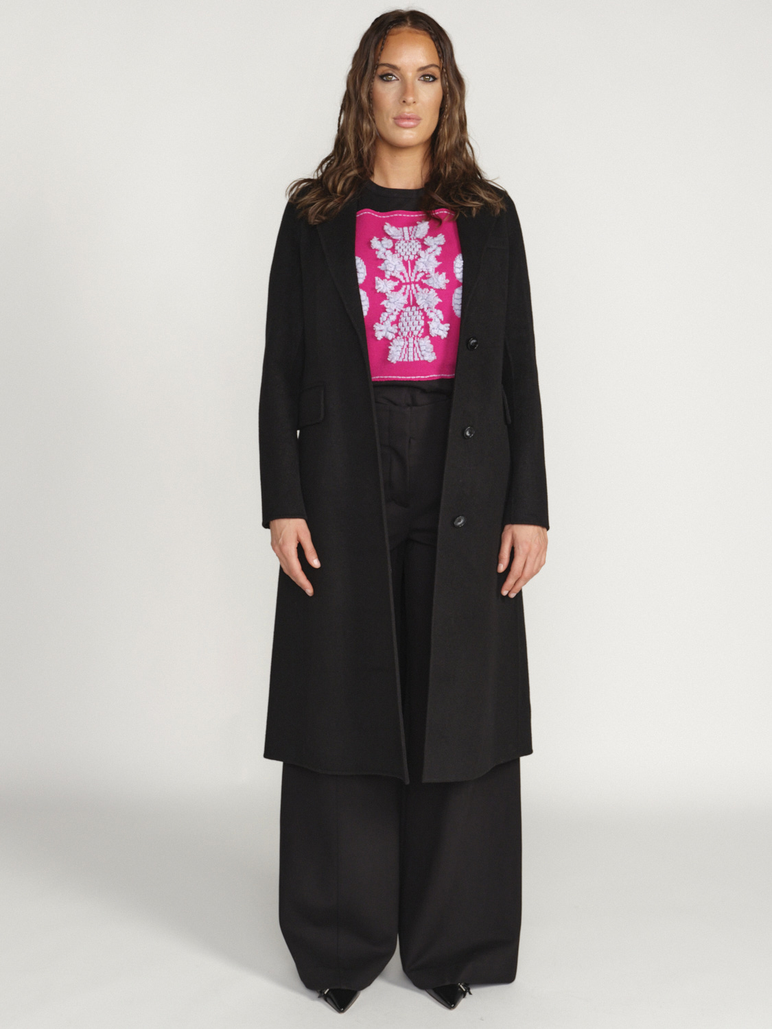 Arma San Paolo - Cappotto classico in lana con bottoni 36 schwarz