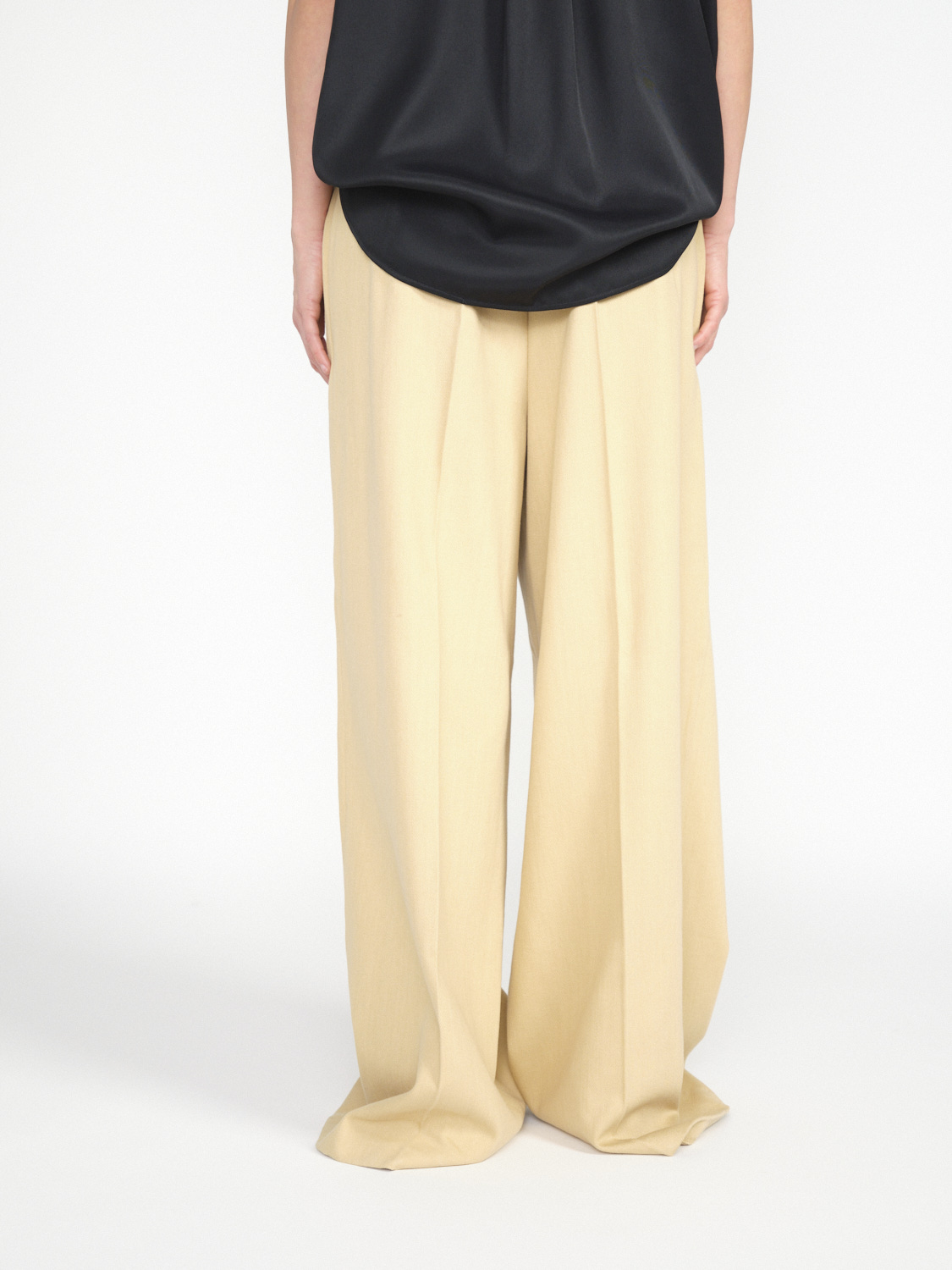 Gitta Banko Pants Jewel – Wide Leg Hose aus Baumwolle beige XS/S