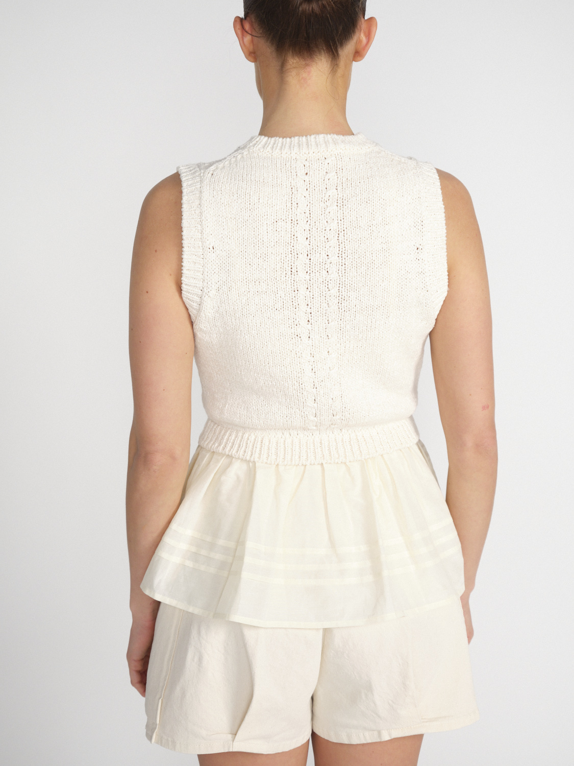 Ulla Johnson Edda – Knitted top with silk-cotton peplum  creme M