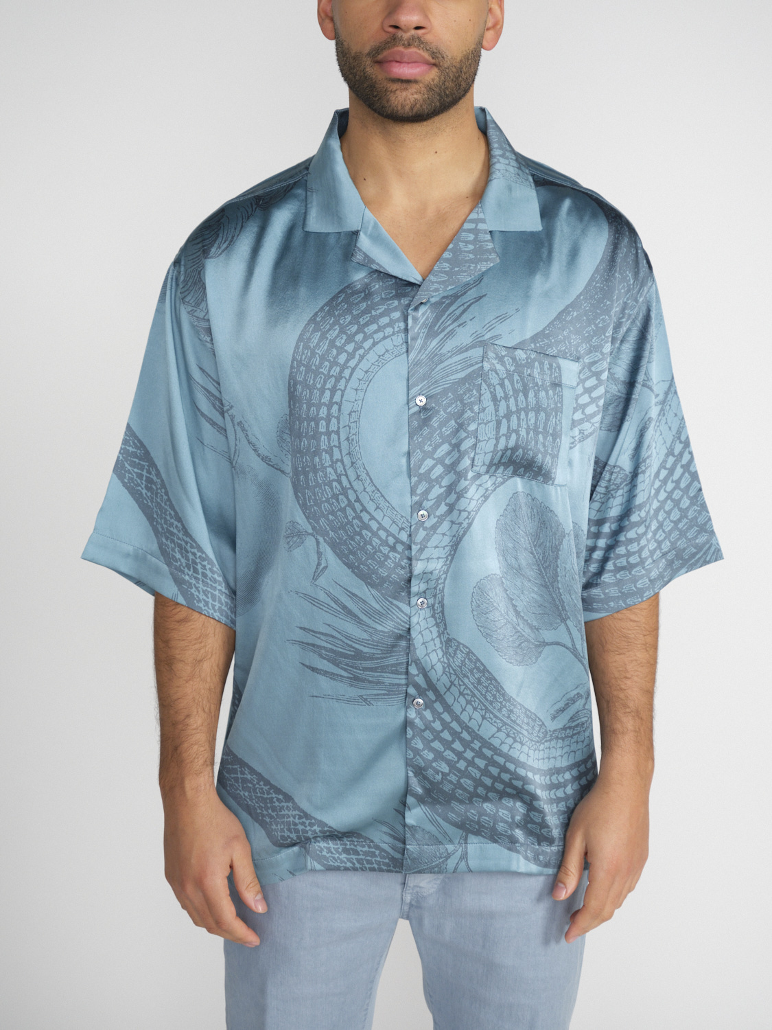 friendly hunting Chemise Grow – silk shirt with a heavenly pattern  mint L