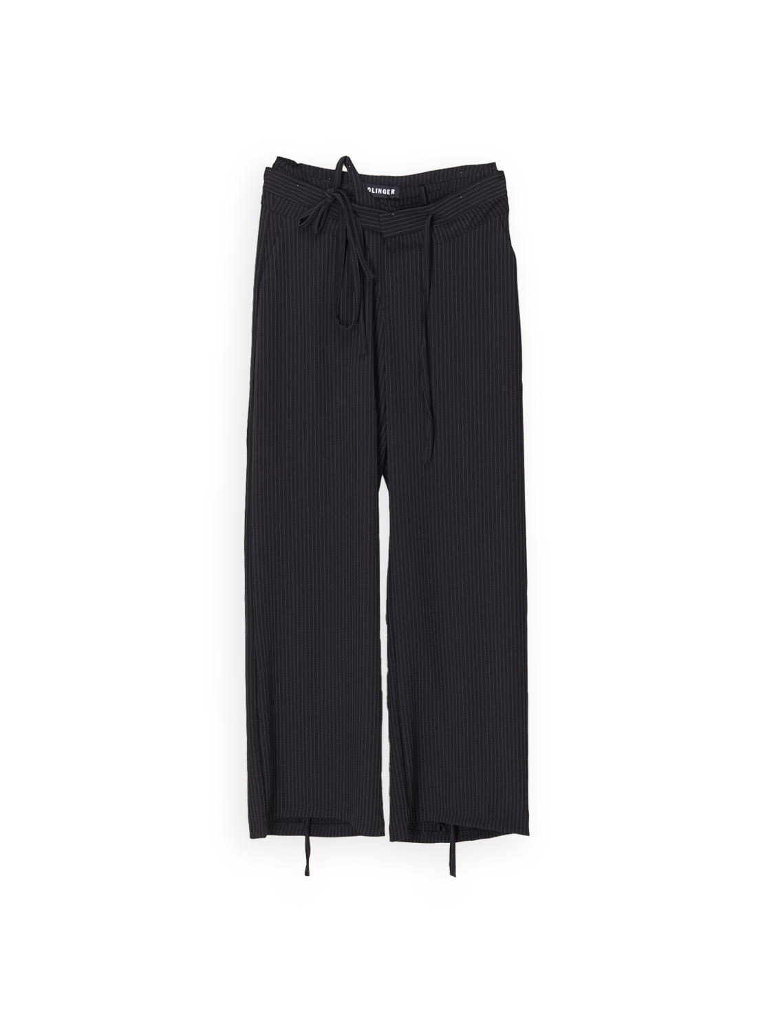 Double Fold Suit - Oversized pinstripe trousers with drawstring 