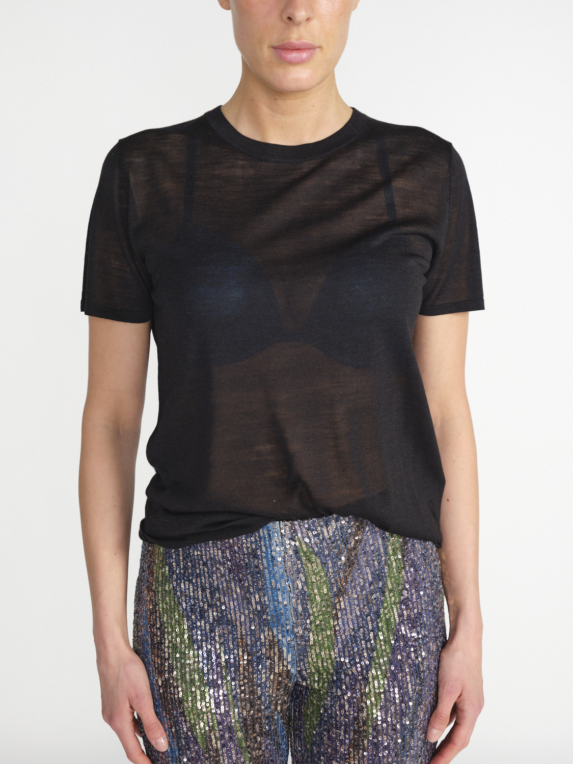 Nili Lotan Kimena – Slightly permeable silk shirt  black S