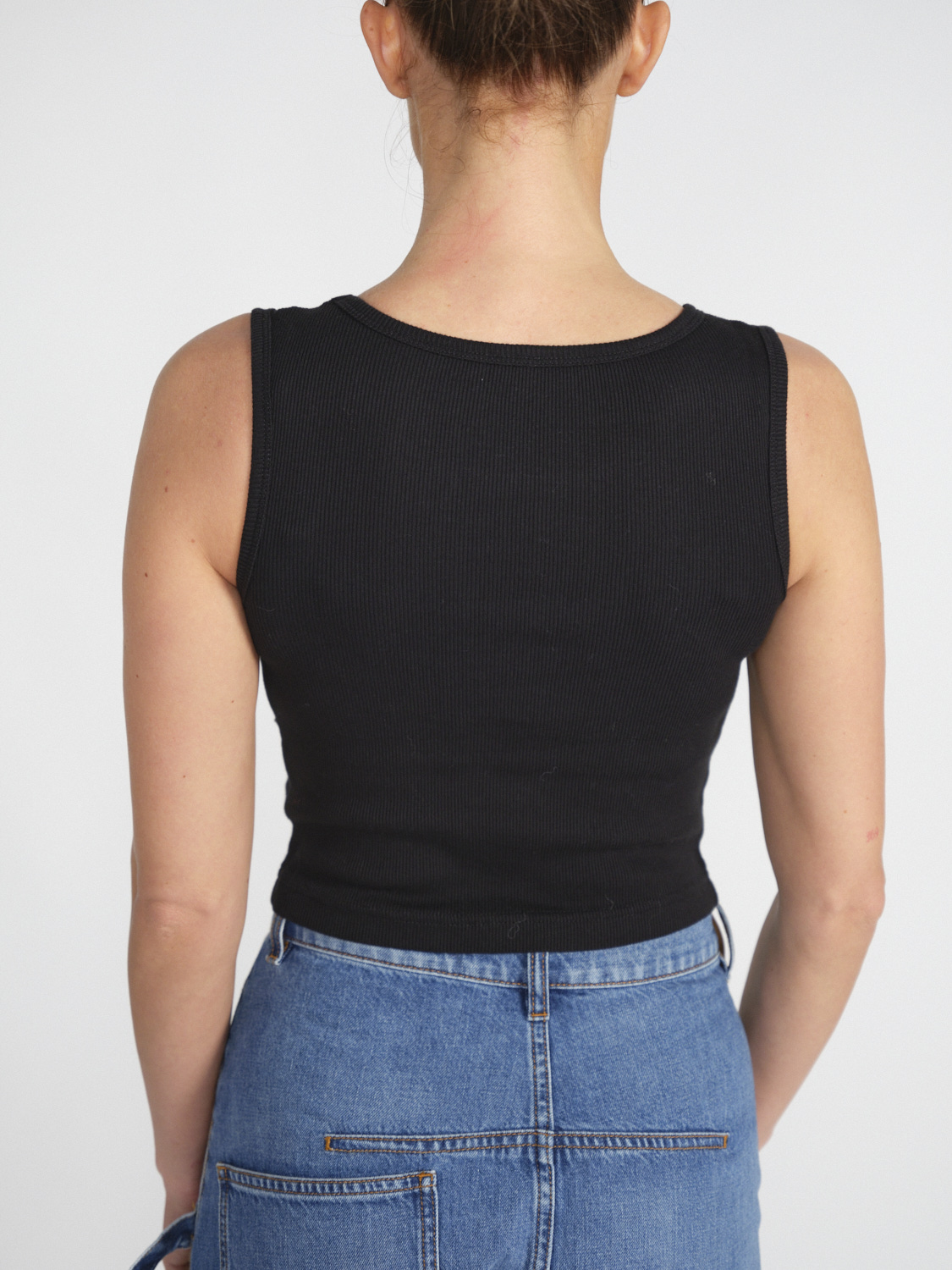 R13 Distressed Tank - Cropped Top mit Cut-Outs	  negro XS
