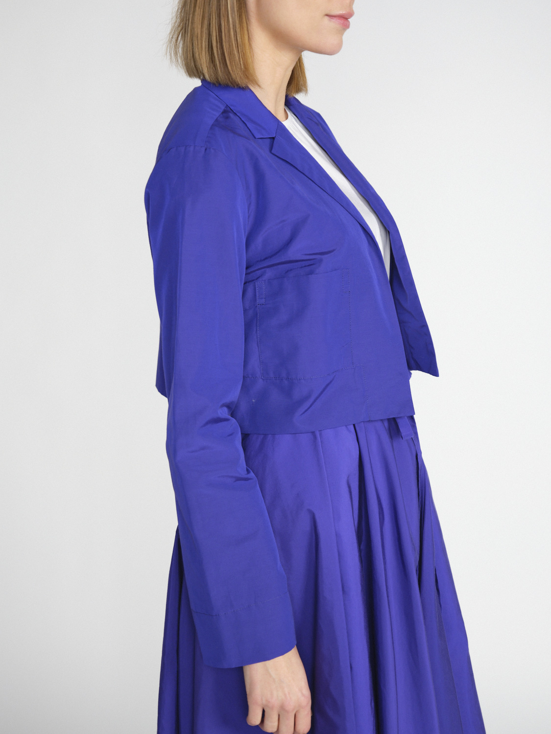 Odeeh Cotton and tech fabric cropped blazer  purple 36