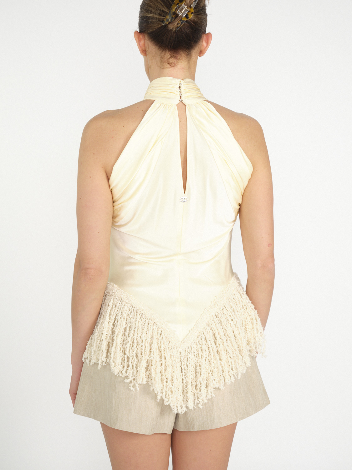 rabanne Halter top with fringe details  creme 40