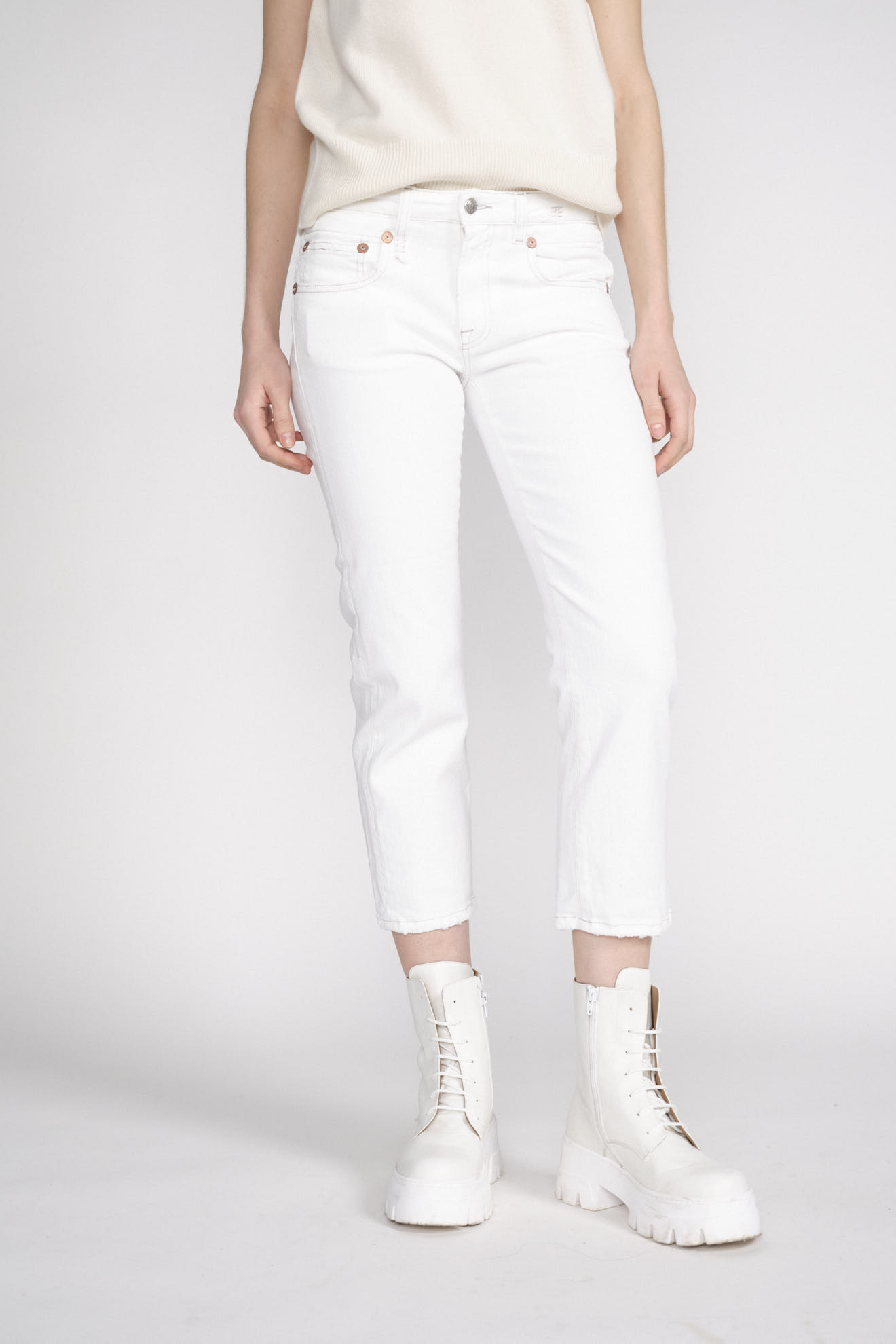 R13 Boy Straight - jeans in cotone usato bianco 29