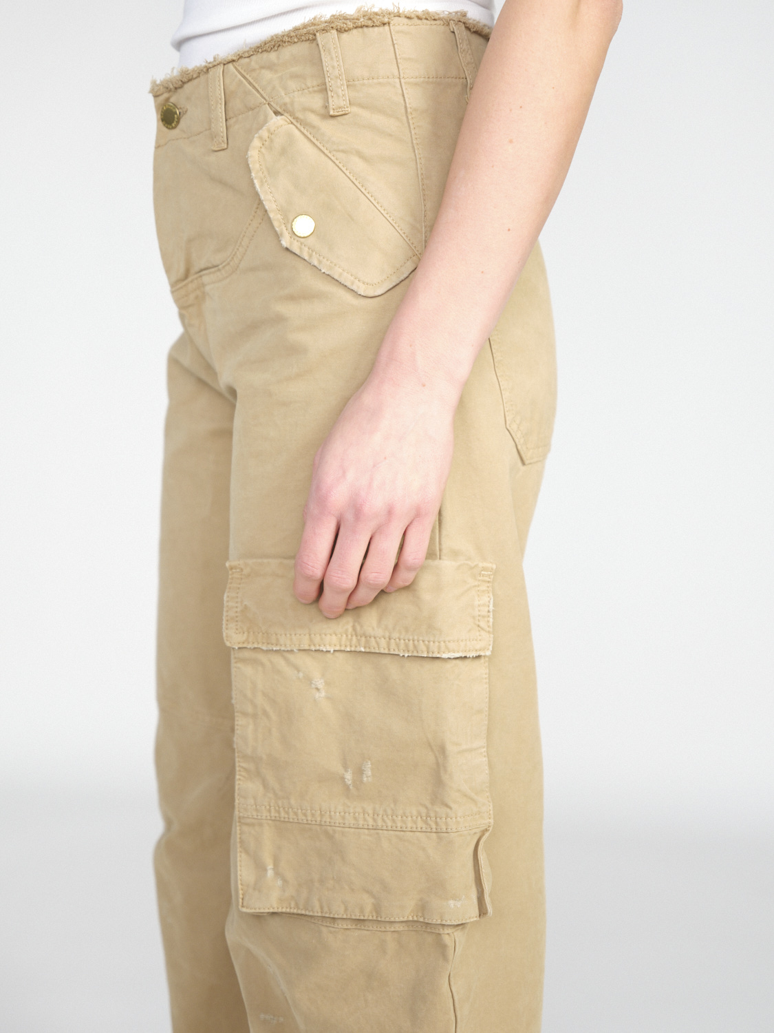 Darkpark Rosalind Denim - Pantaloni cargo oversize in cotone   beige XS/S