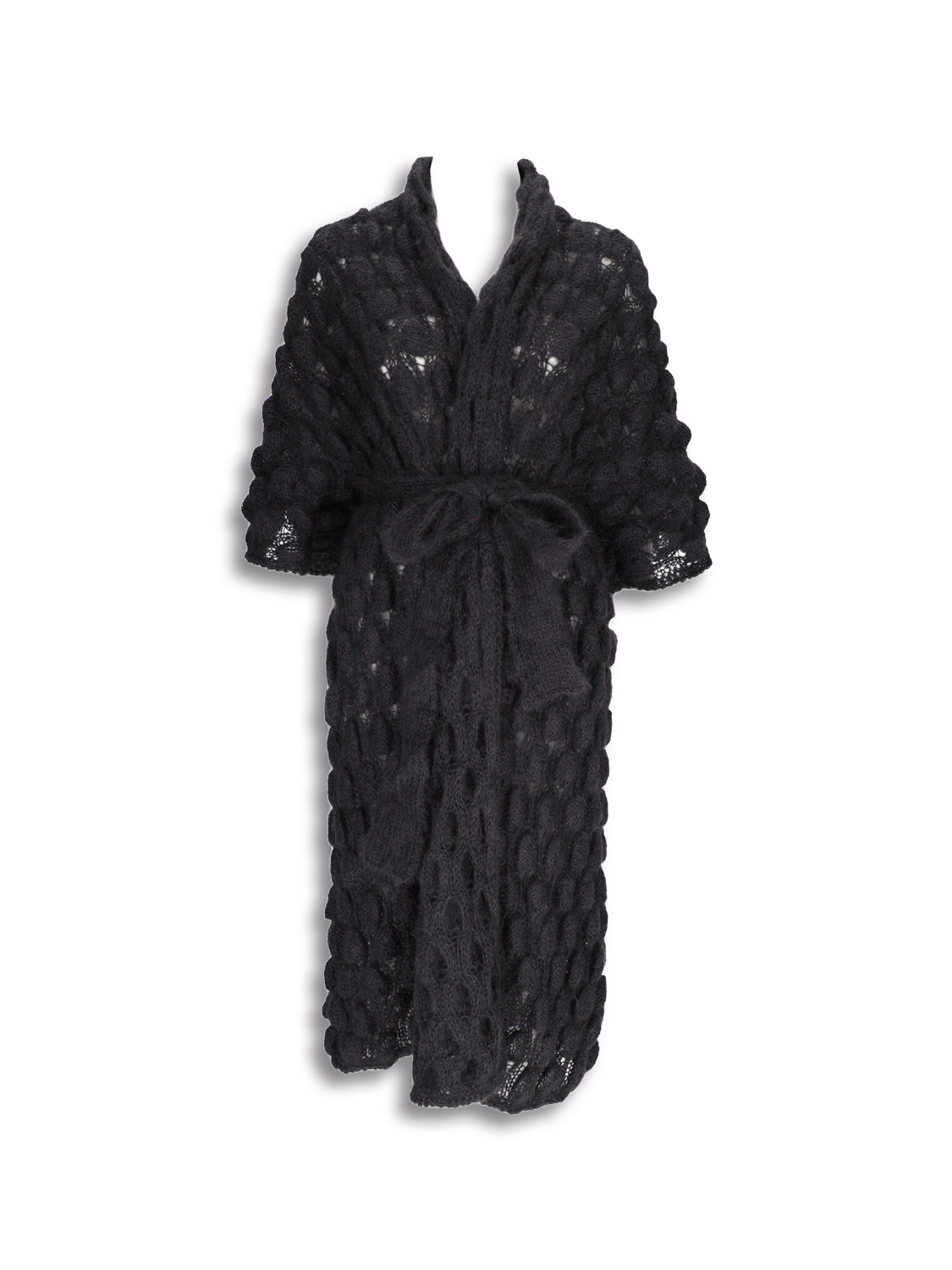 Letanne Emma Aline Lace Vest - Cardigan manches courtes en laine angora noir