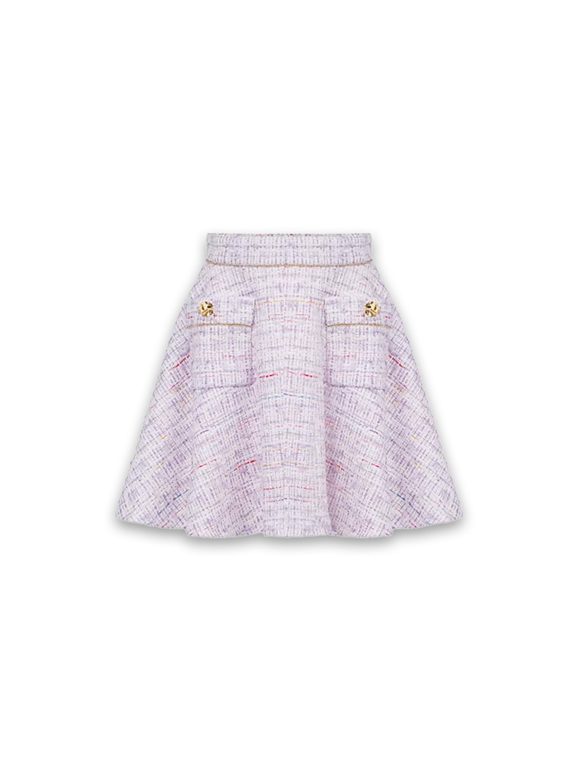 Nina Ricci Ausgestellter Tweed-Minirock mit Lurex-Effekten  rosa 34