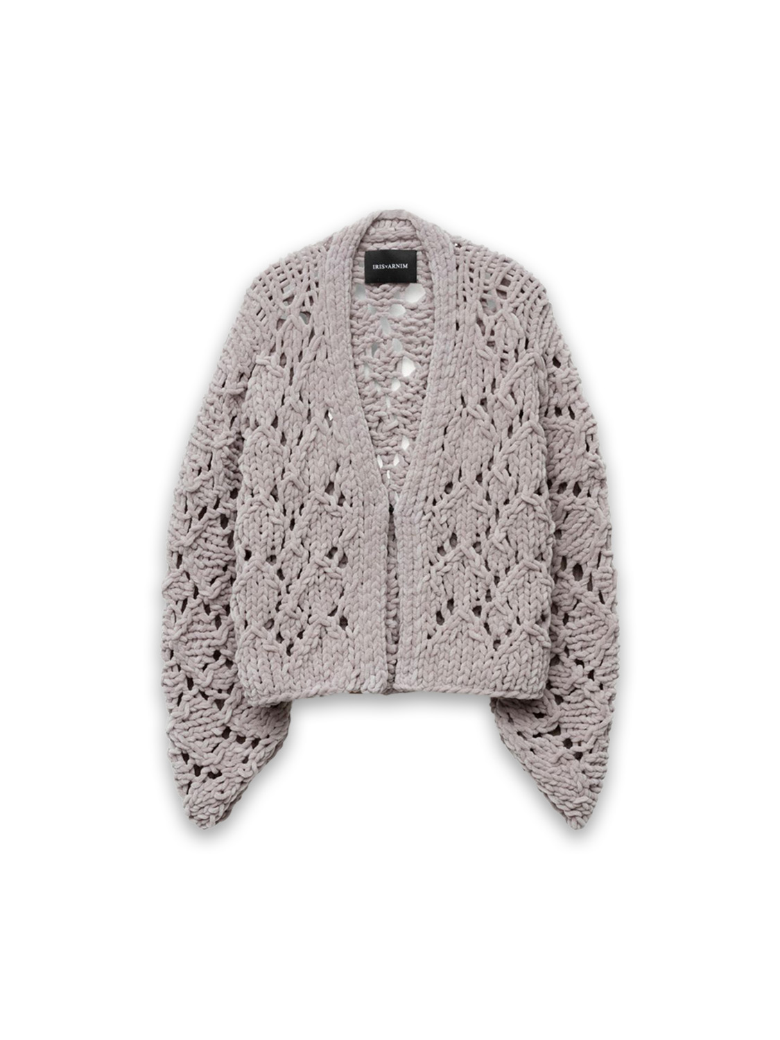 Sade - Short hand-knitted cardigan with ajour pattern 