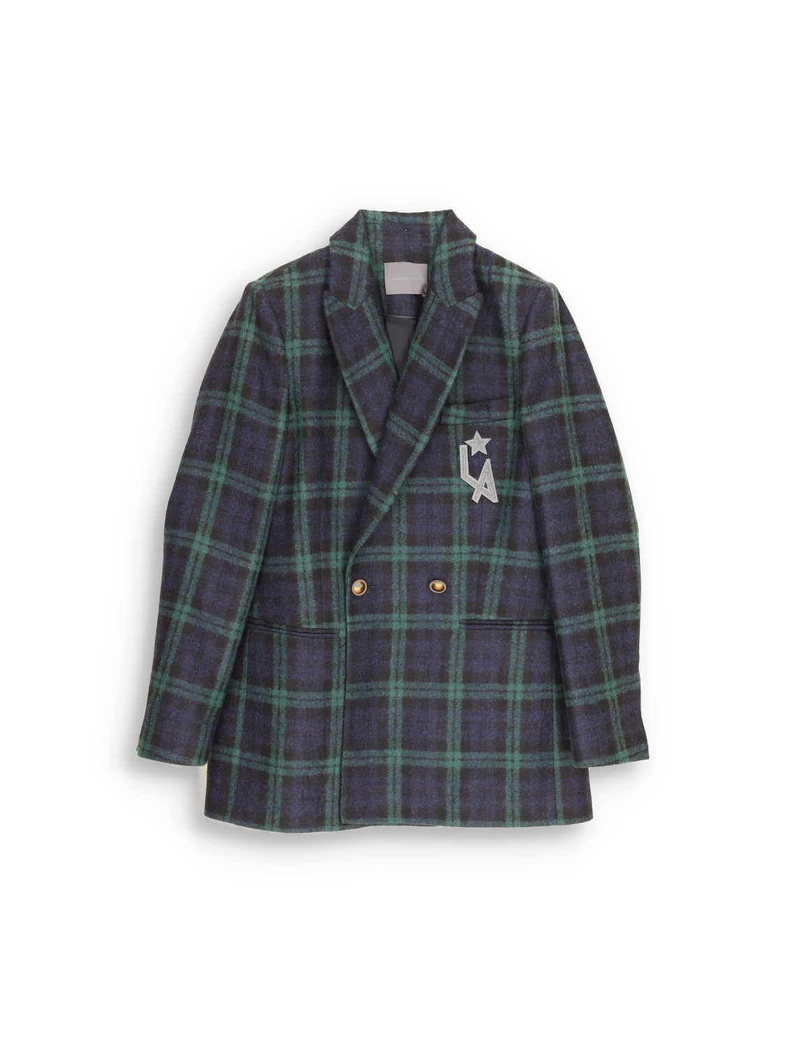 Blazer with checked pattern and embroidery 