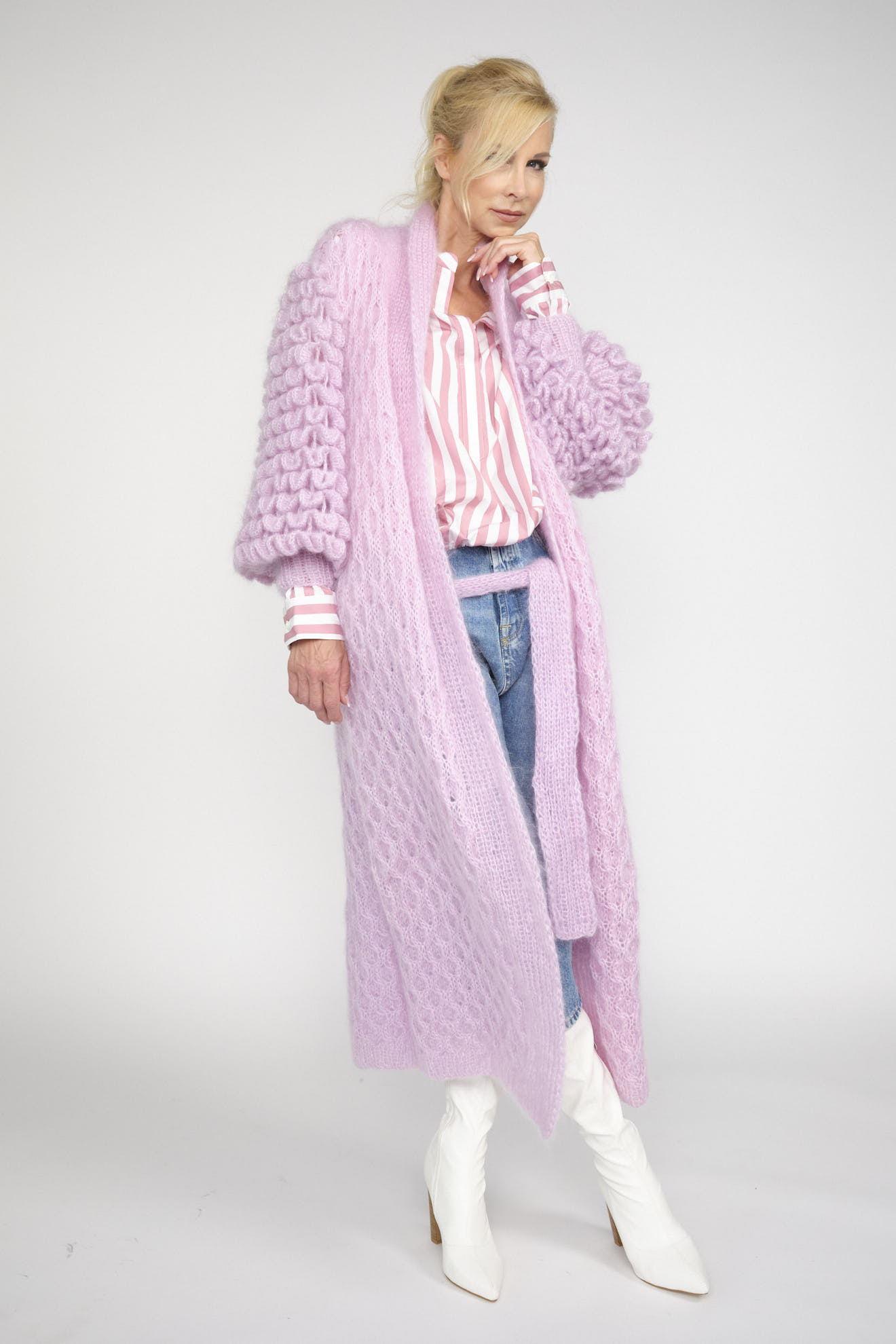 letanne coat pink plain cotton