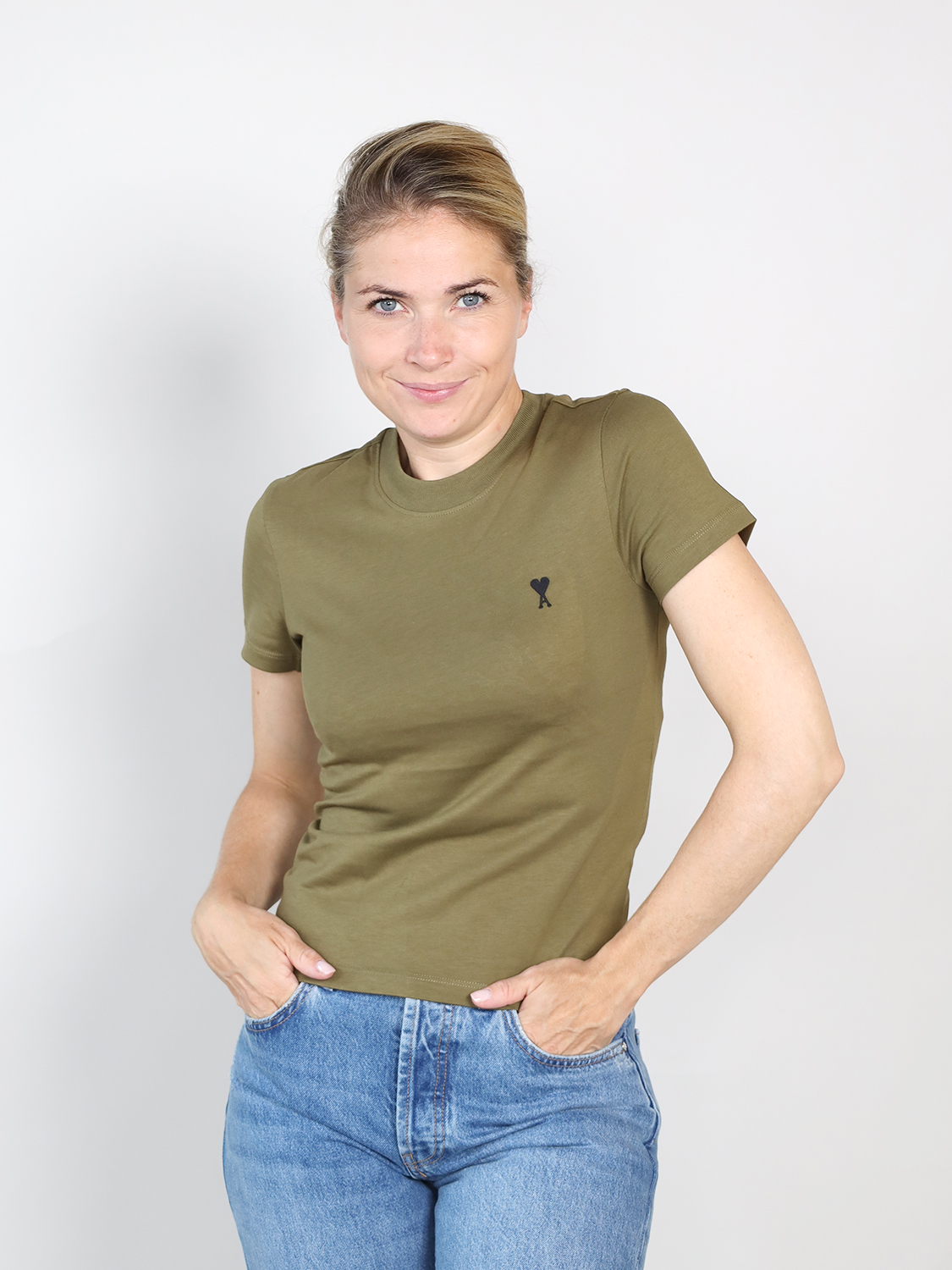 Ami Paris  Ami de Coeur – T-Shirt aus Baumwolle  khaki XXS