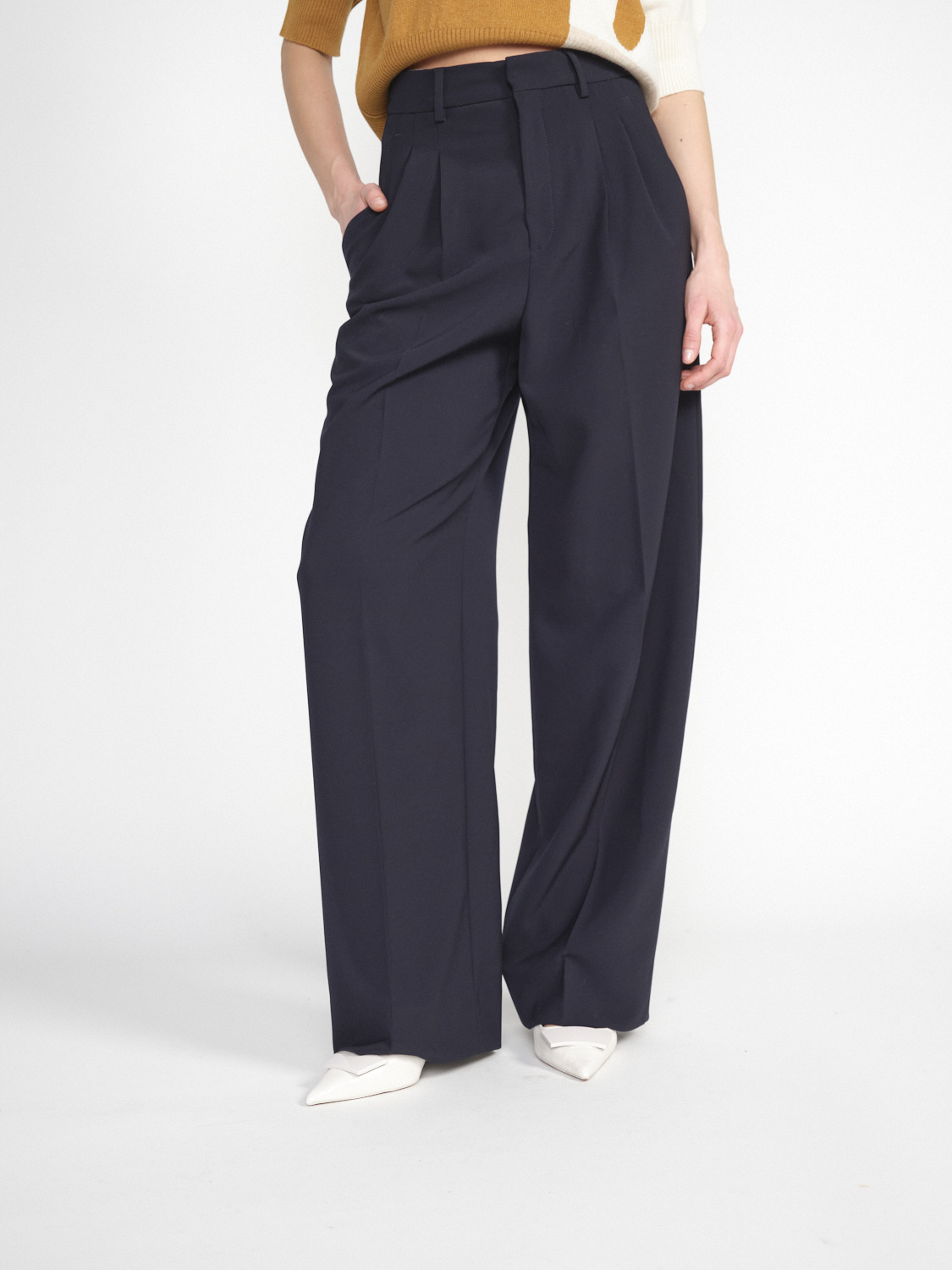 Rossi Noa - Classic pleated pants  marine XS