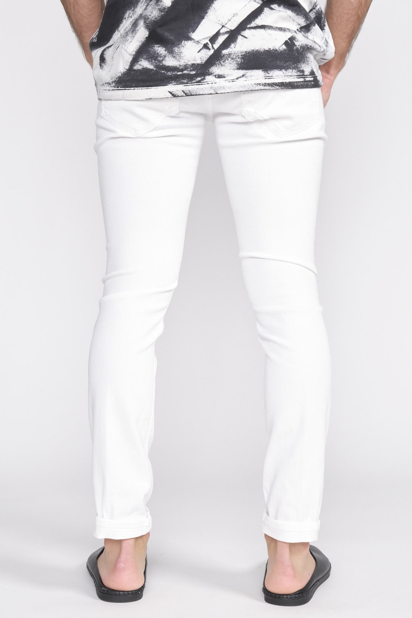 Dondup George skinny fit - pantalón vaquero con pernera estrecha y detalles destrozados blanco 32