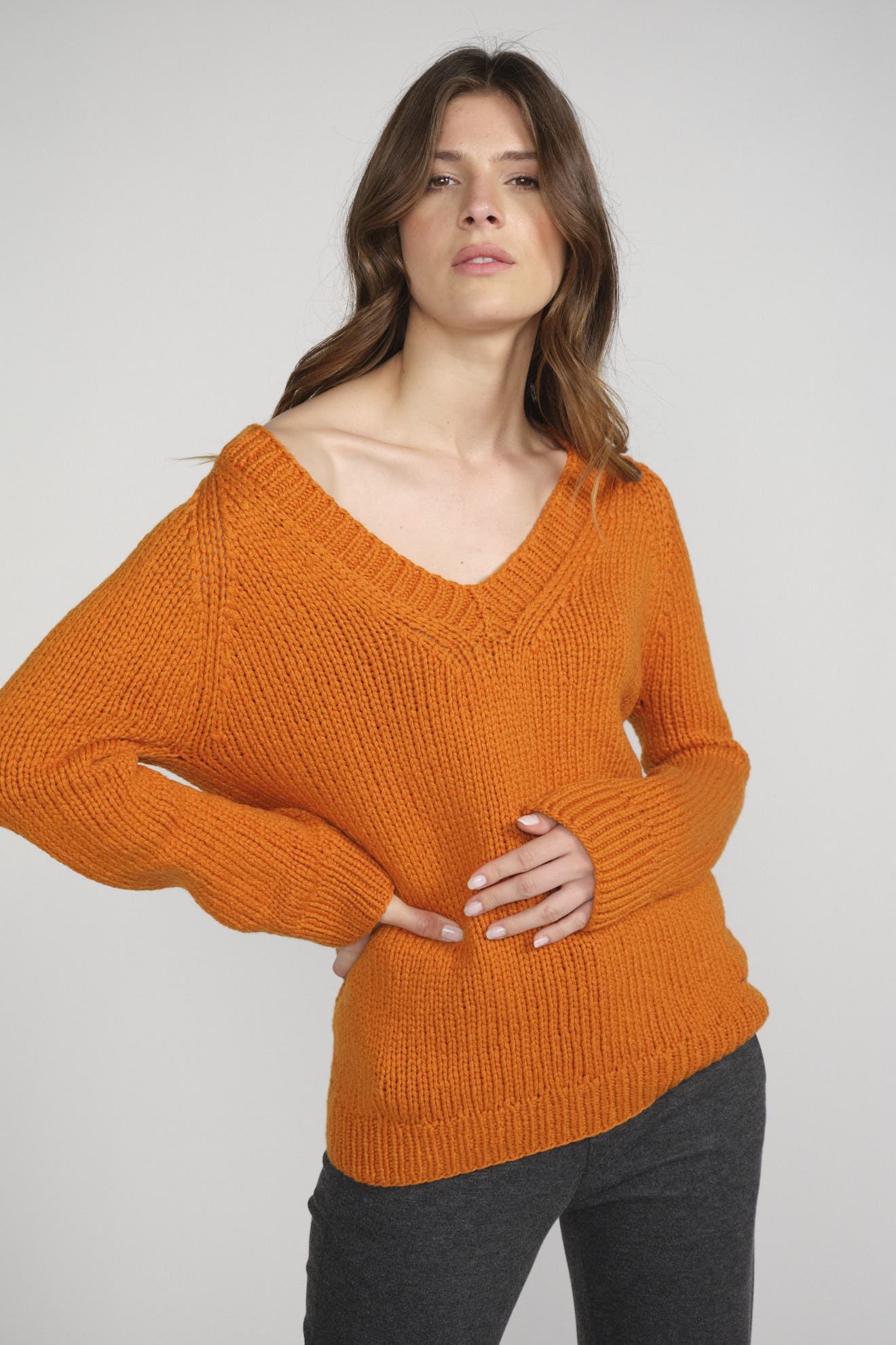 wommelsdorf sweater orange plain cotton