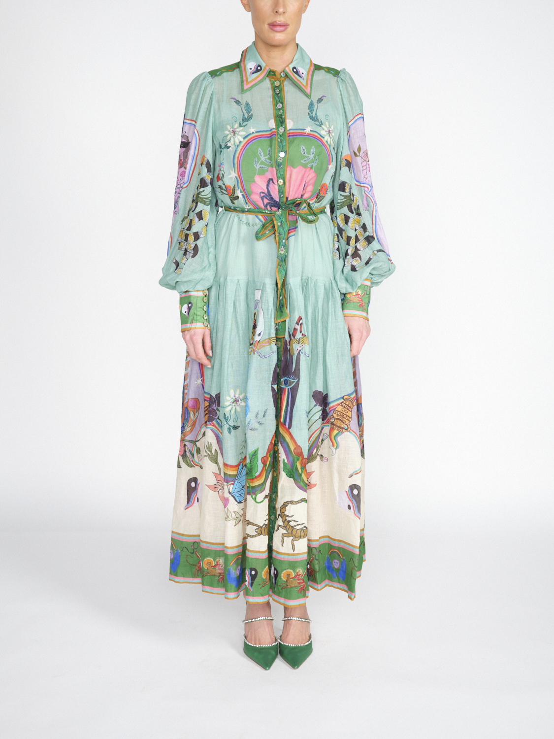 Alemais Evergreen - Vestito midi con disegno artistico colorato  multicolore 36