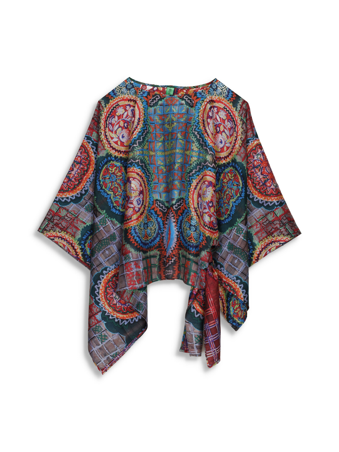 Kipos Square - Blouse with multicolor design in silk