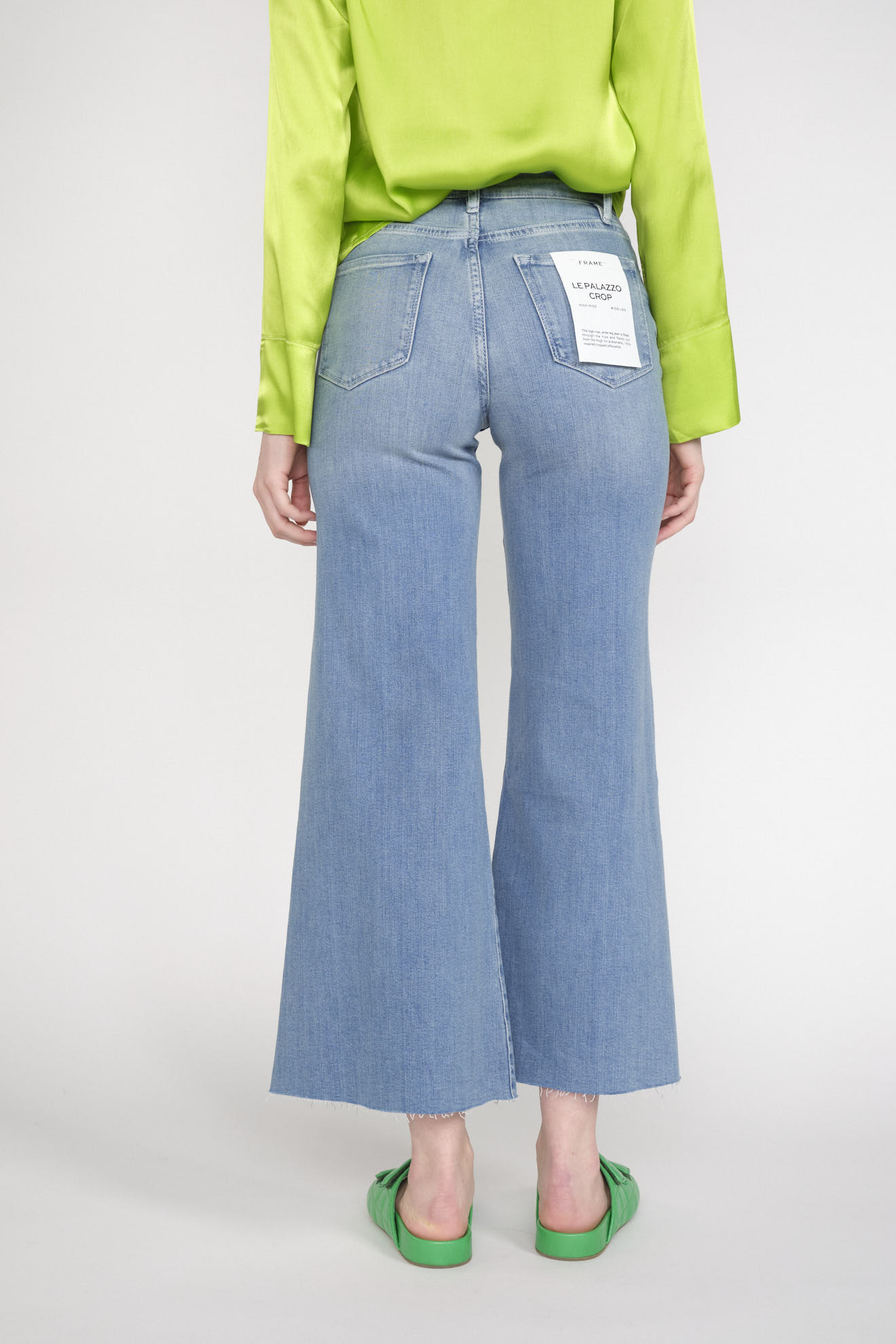 Frame Le Palazzo Crop - Pantaloni in denim con gamba larga e svasata blu 26