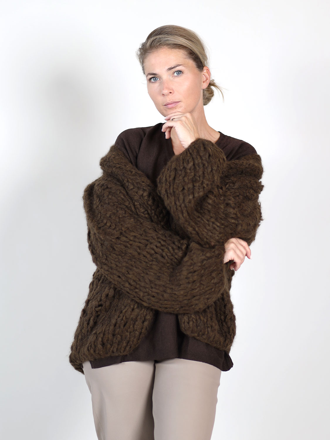 Ely Ely Clarice - Knitted cardigan brown One Size