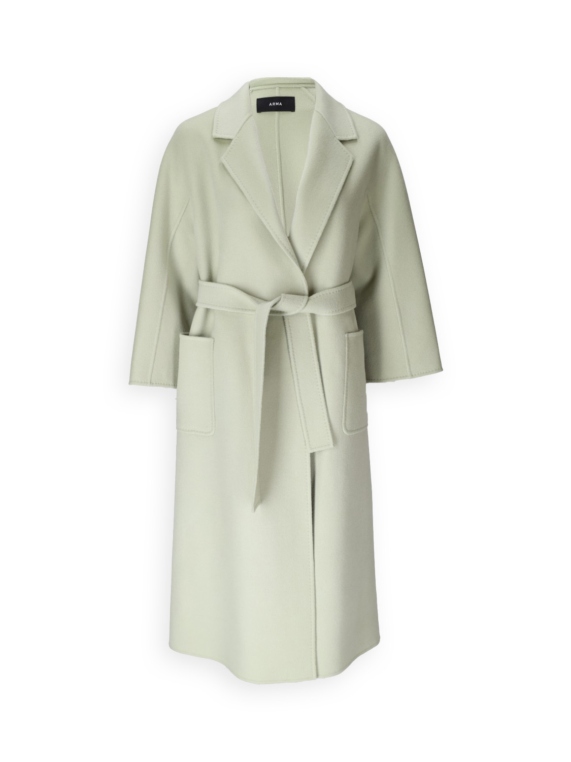 Seguret - Oversized wool coat with tie ribbon 