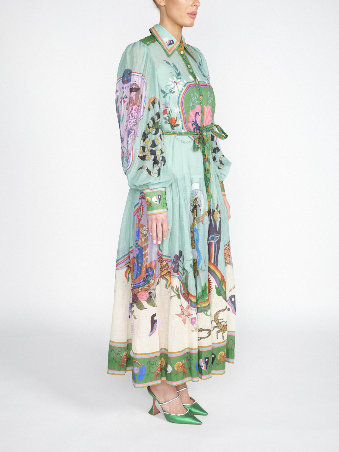 Alemais Evergreen - Vestito midi con disegno artistico colorato  multicolore 34