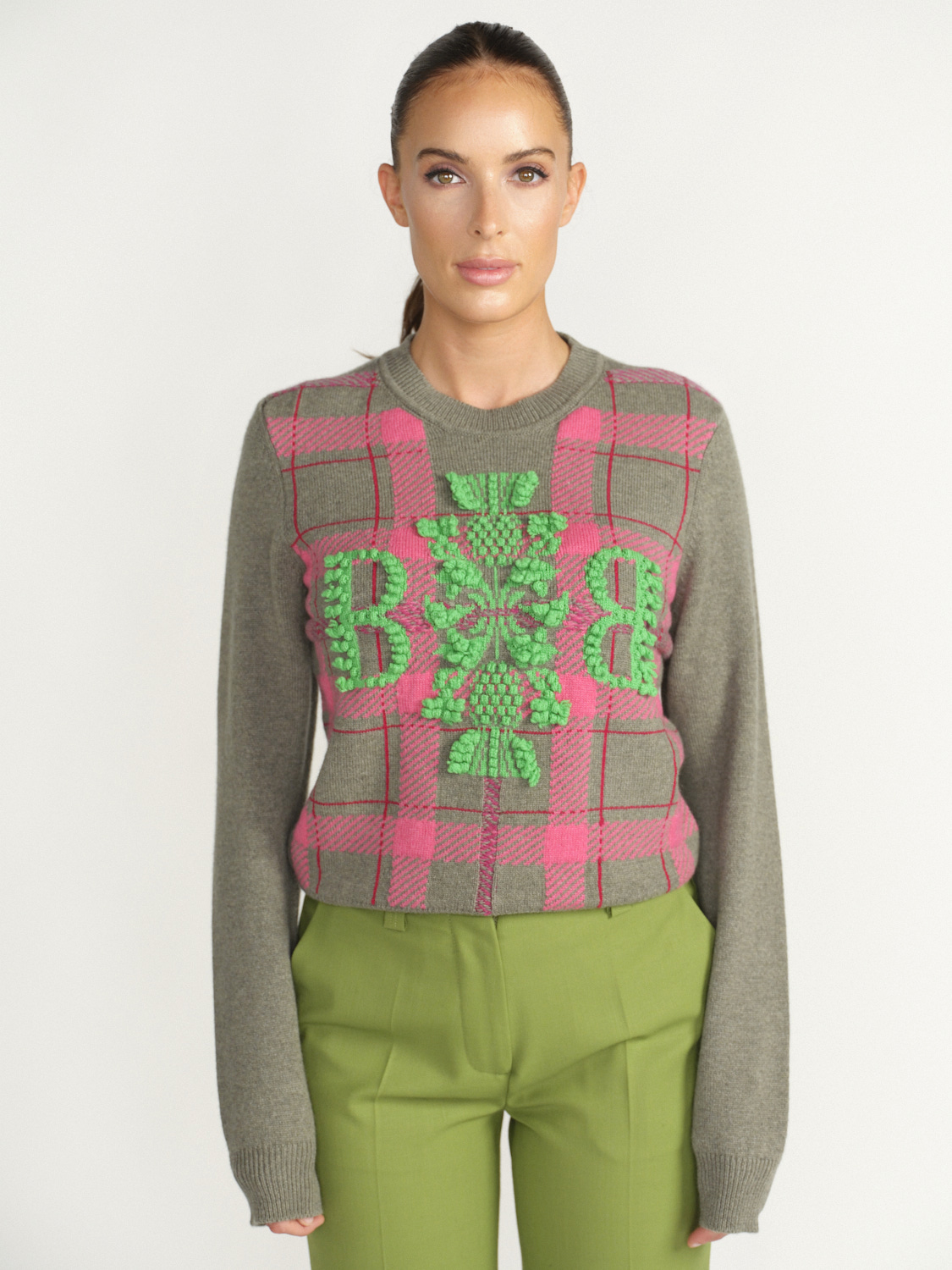 Barrie Tartan Cashmere Jumper with 3D Logo - Cashmere sweater with logo patch multi S