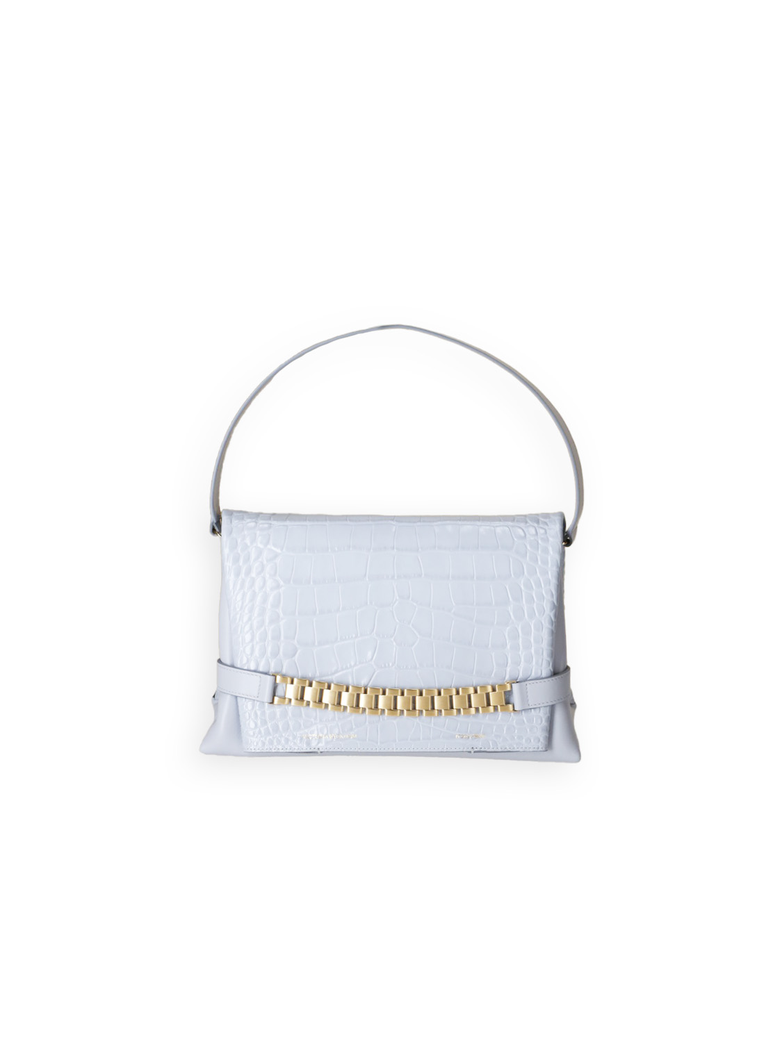 Victoria Beckham Chain Pouch – Umhängetasche aus Leder mit Kroko-Struktur  grau One Size