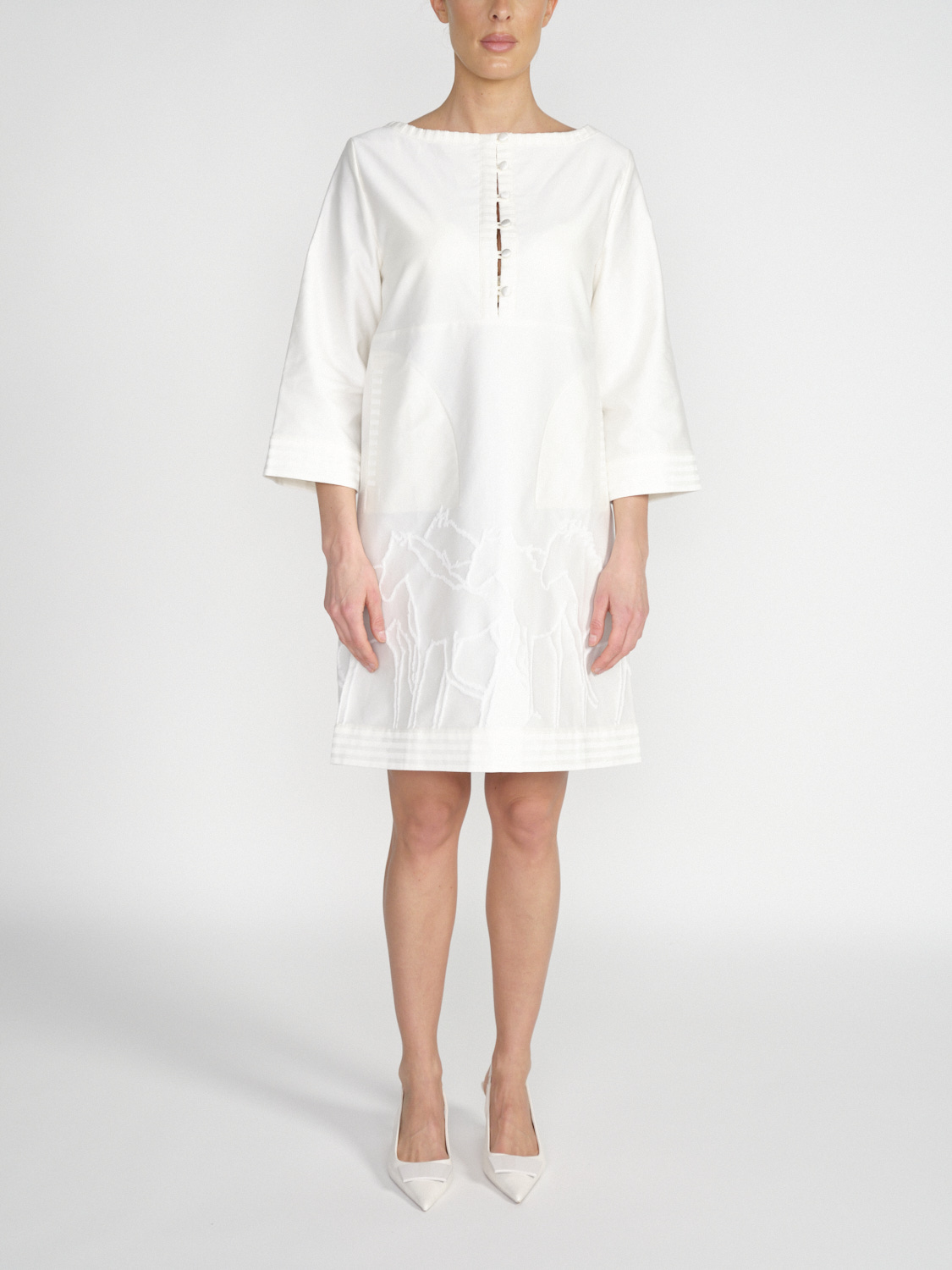 Antonia Zander Joseline - Mini abito in cotone con dettagli ricamati   bianco M