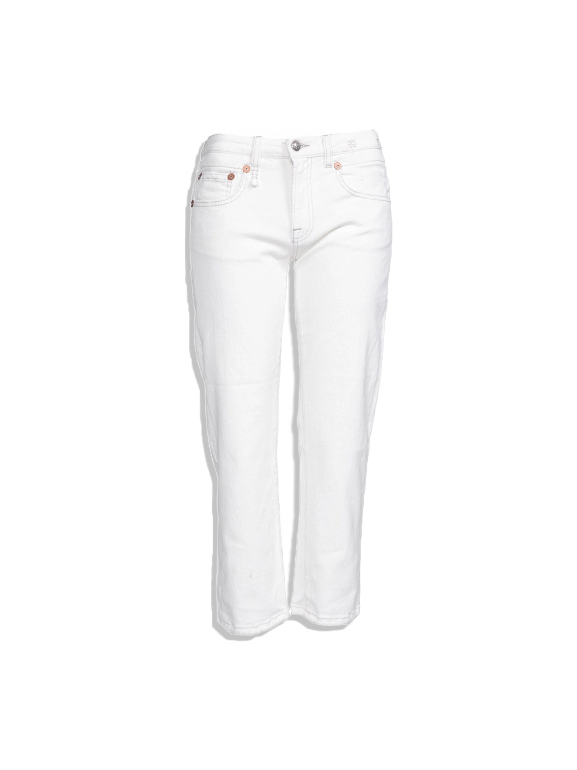 R13 Boy Straight – Baumwolljeans in Used- Optik weiß 29