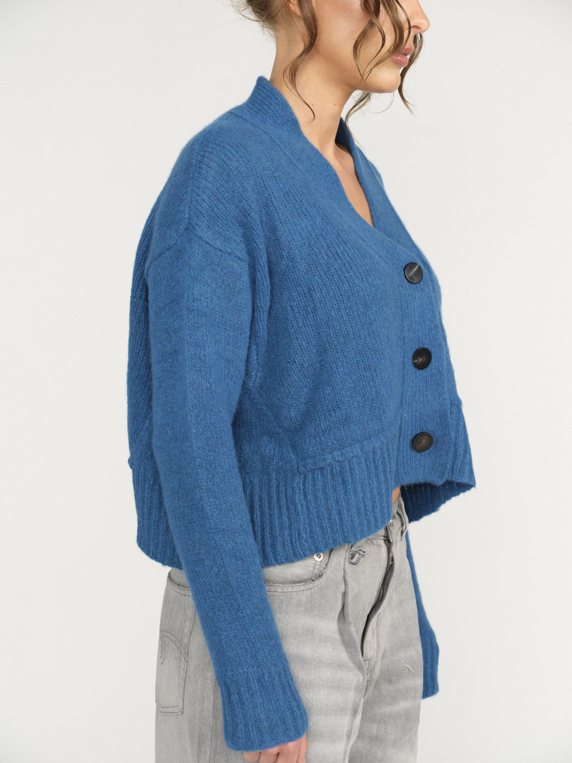 LU Ren Riely D. - Oversized cardigan with button placket blue XS