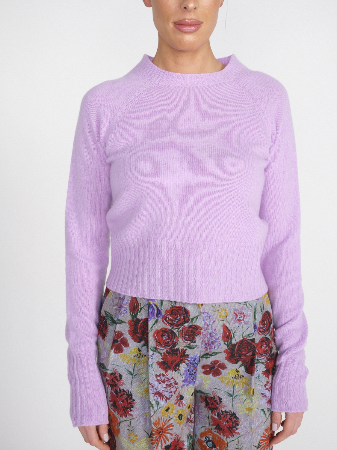 Roberto Collina Cropped jumper made from a merino-cashmere blend  lila S