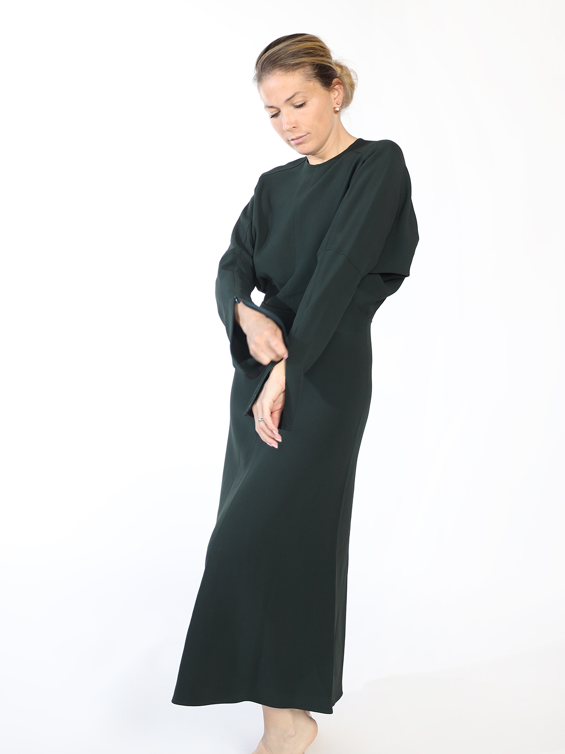 Victoria Beckham Long Sleeve Dolman – Maxikleid mit Fledermausärmeln  grün 38