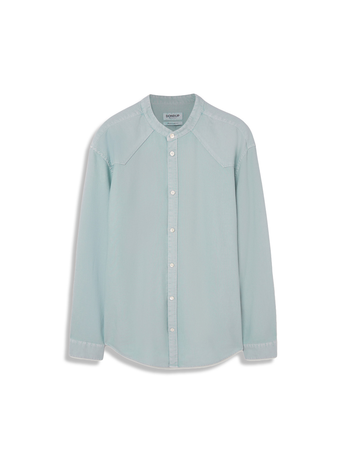 Dondup Long sleeve blouse with stand up collar in cotton blue XL