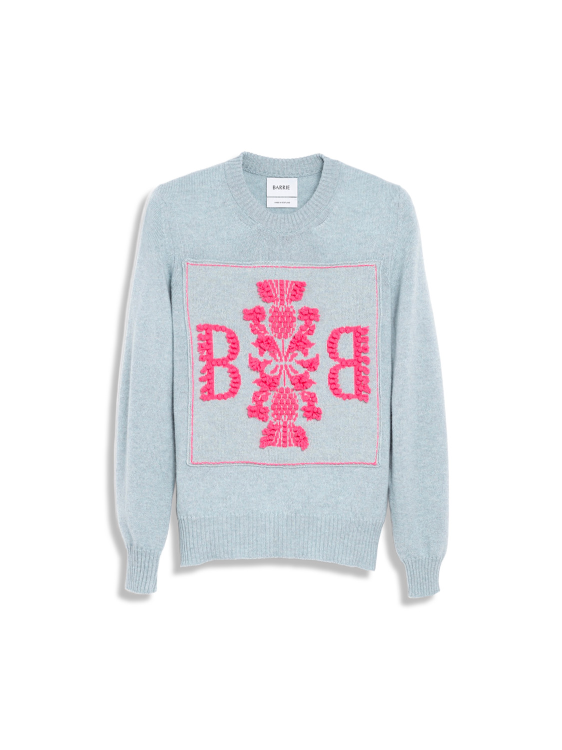 Sweater with Barrie Logo Cashmere Patch - Cotton Sweater with Cashmere Logo