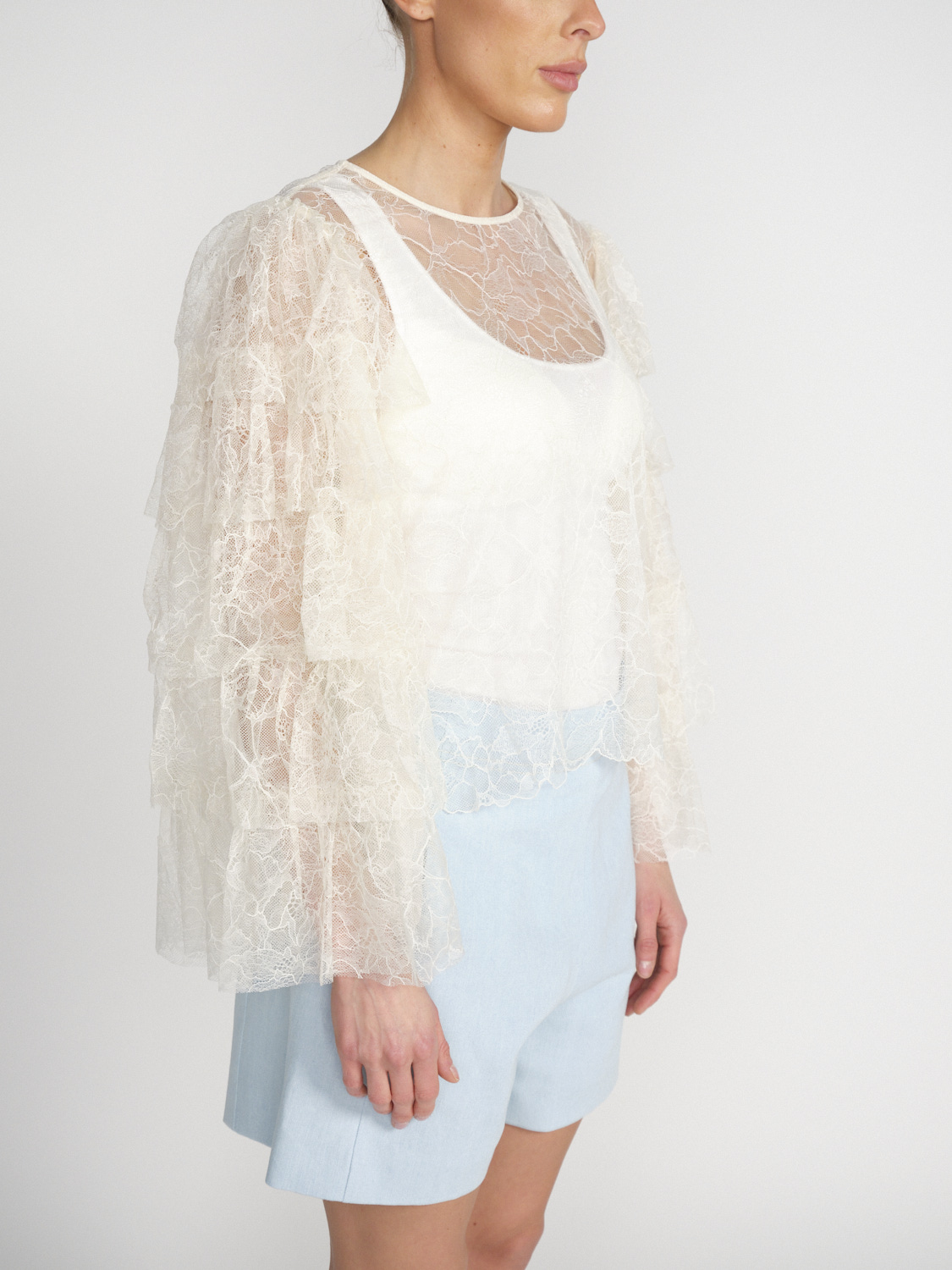 Frame Layered - Spitzen-Bluse mit Layer-Details creme XS