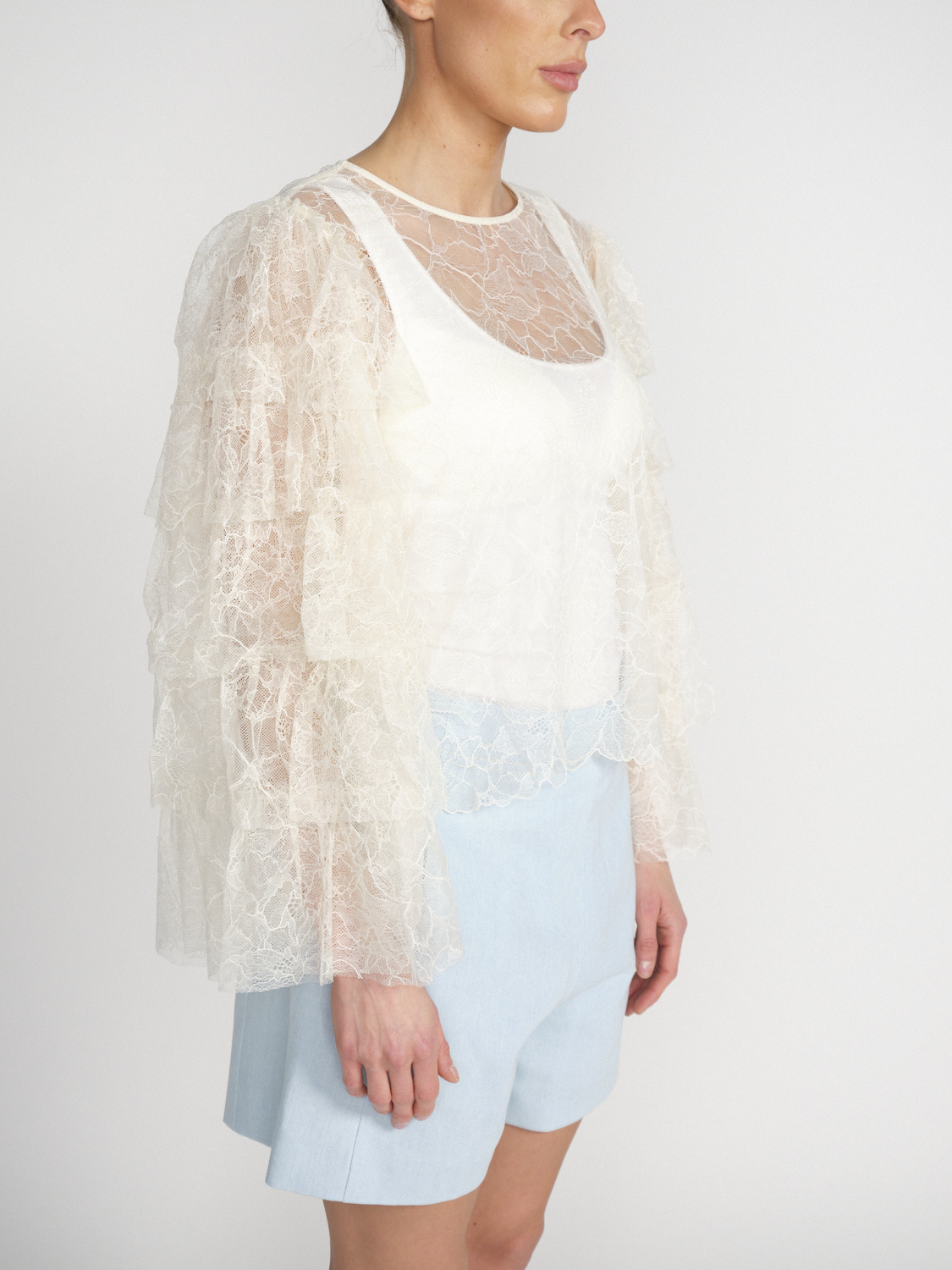 Frame Layered - Spitzen-Bluse mit Layer-Details   creme XS