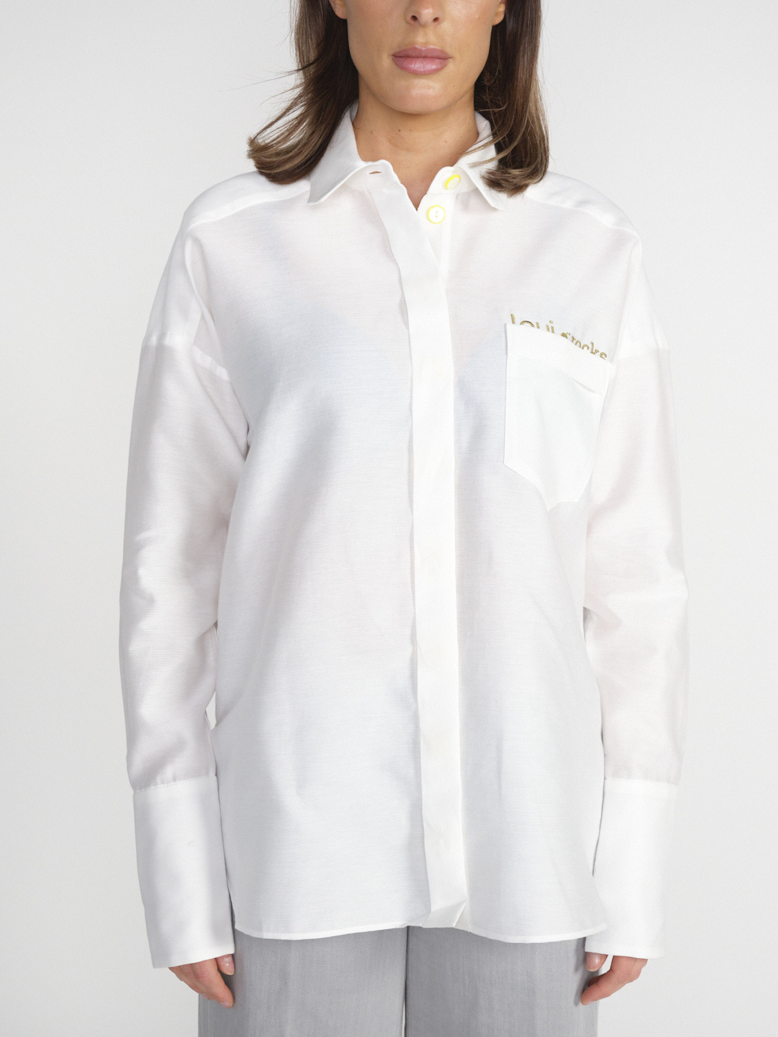 Antonia Zander Bluse aus Baumwoll-Seiden-Mix weiß S