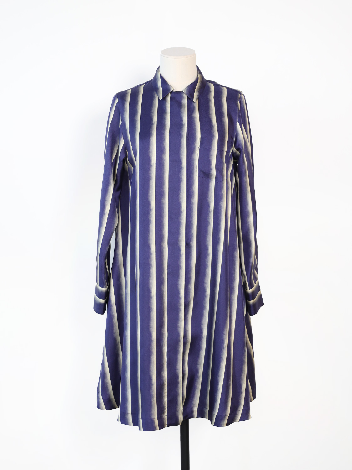 Odeeh Dress – Gestreiftes Seidenkleid   marine 40