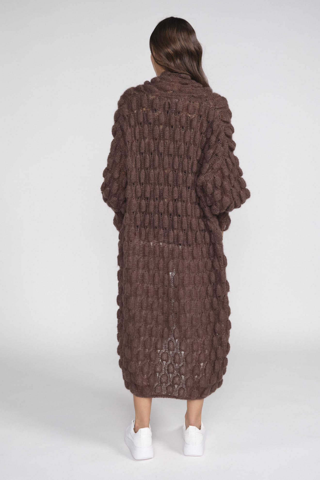 Letanne Emma Aline Lace Coat – Strickjacke aus Angorawolle und Seide braun