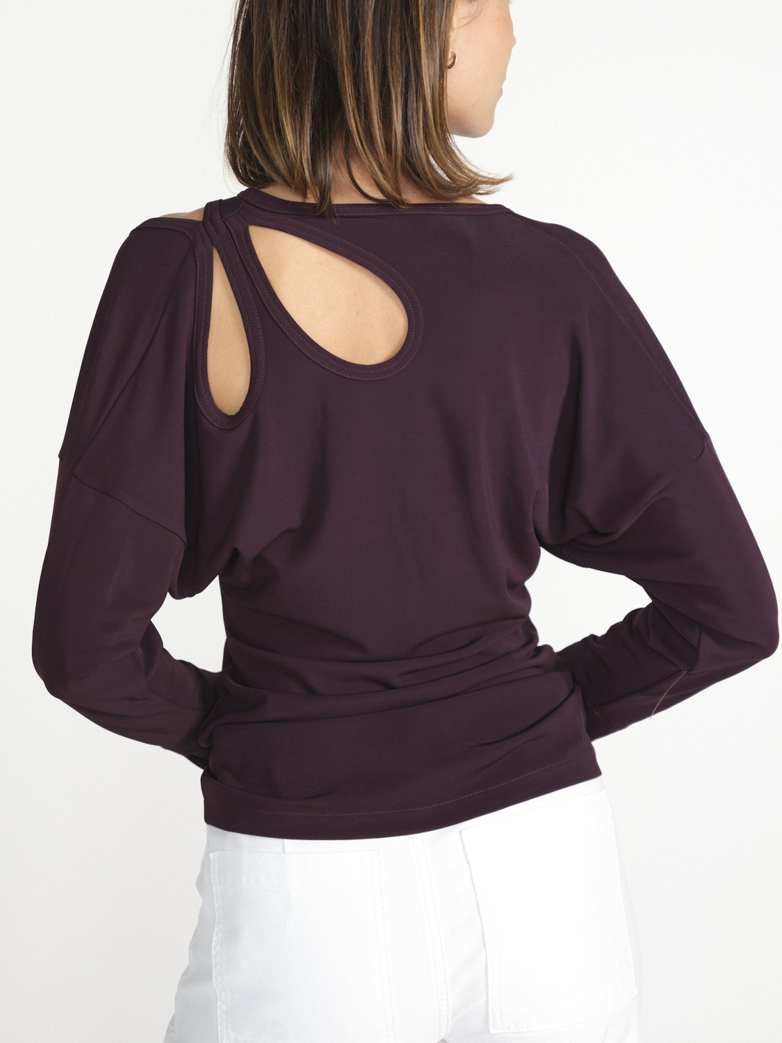 Victoria Beckham Twist – Stretchige Bluse mit Cut-Out-Detail beaurdeux S Victoria Beckham Twist – Stretchige Bluse mit Cut-Out-Detail beaurdeux S