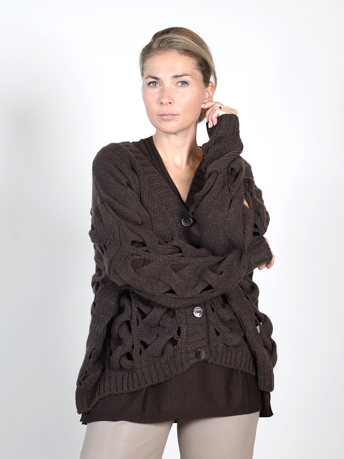 Ely Ely Alanis – Chunky knit cardigan brown 34