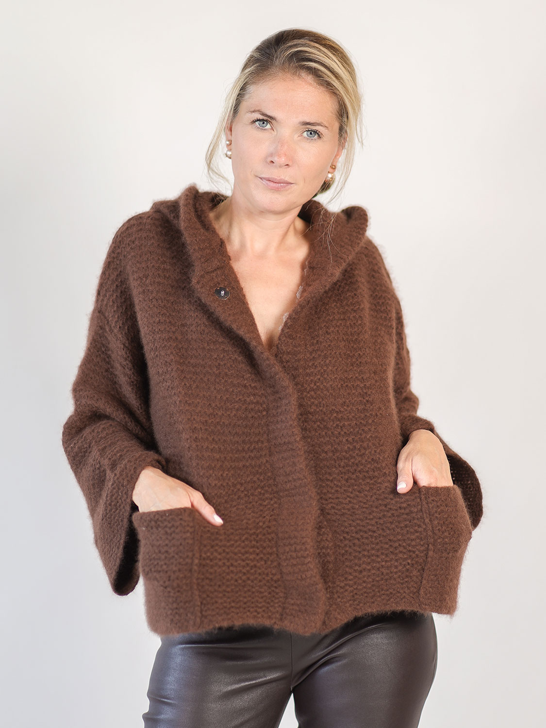 LU Ren Breezy - Cardigan with hood  bordeaux XS