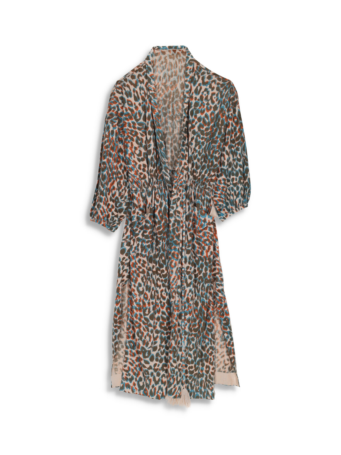 Coat Bola Cheetah - Long knitted coat with print design in silk-cashmere blend