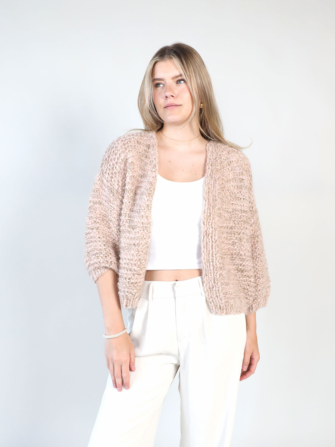 Maiami Bomber-Strick-Cardigan aus Kaschmir  beige S/M